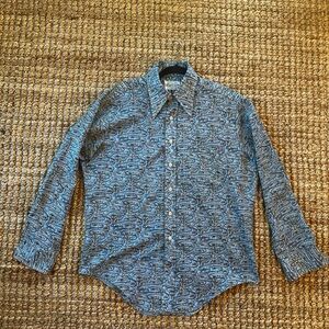 Vintage 70’s Kmart Men's‎ Blue Patterned Shirt